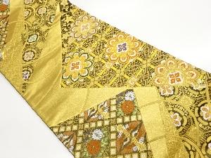 切り嵌め風華紋に蜀江文・草花・向かい鶴模様織出し袋帯